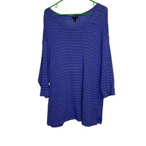 Talbots plus petites 2XP periwinkle purple sweater woven 3/4 sleeves